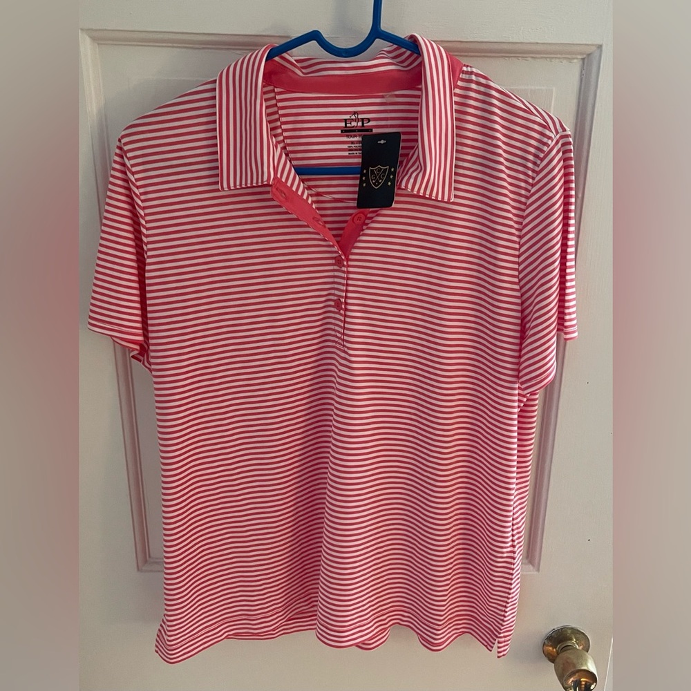 EP Pro Short Sleeve Polo in Coral Stripe Size XL (NWT)